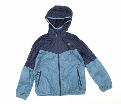 Freedom trail Boys Blue Colourblock Rain Coat Coat Size 11-12 Years Zip