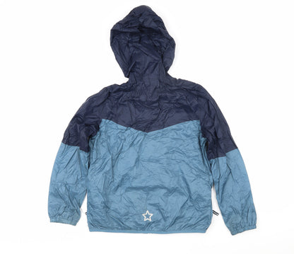Freedom trail Boys Blue Colourblock Rain Coat Coat Size 11-12 Years Zip