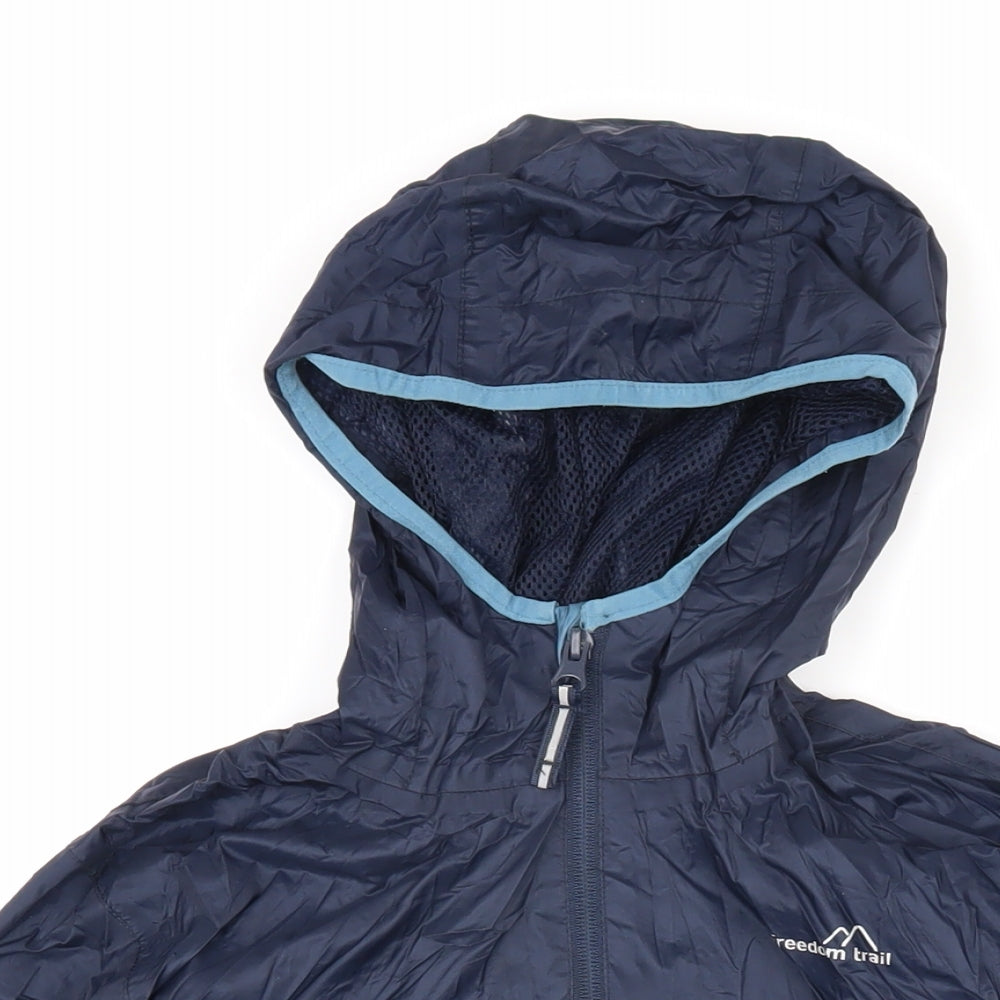 Freedom trail Boys Blue Colourblock Rain Coat Coat Size 11-12 Years Zip