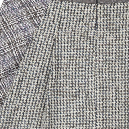 St Martins Womens Brown Check Wool A-Line Skirt Size M Zip - floral design