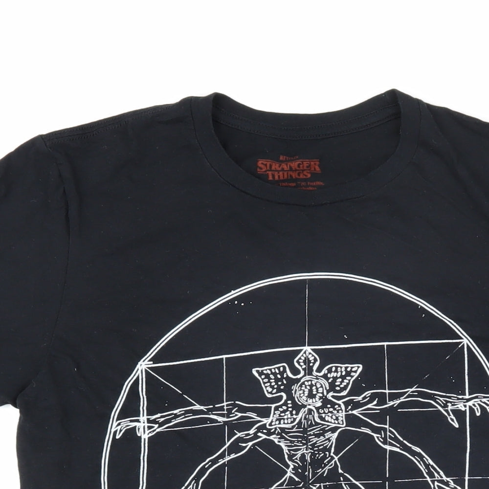 Womens UK Size S Stranger Things Black Basic T-Shirt