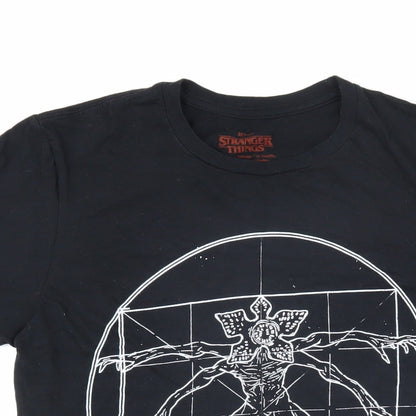 Womens UK Size S Stranger Things Black Basic T-Shirt