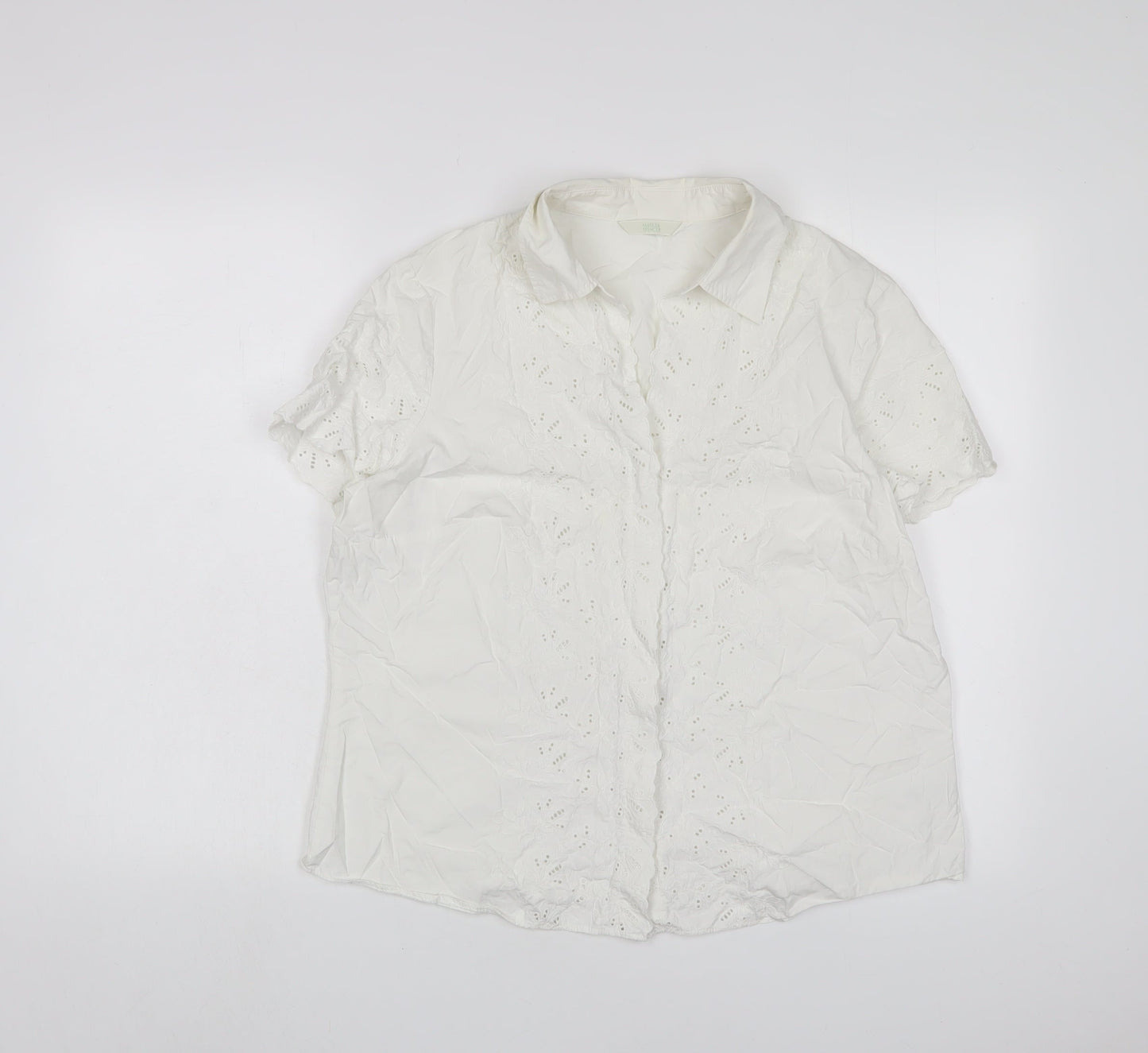 Womens UK Size 18 Marks and Spencer White Basic Button-Up