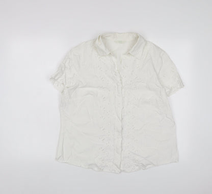 Womens UK Size 18 Marks and Spencer White Basic Button-Up