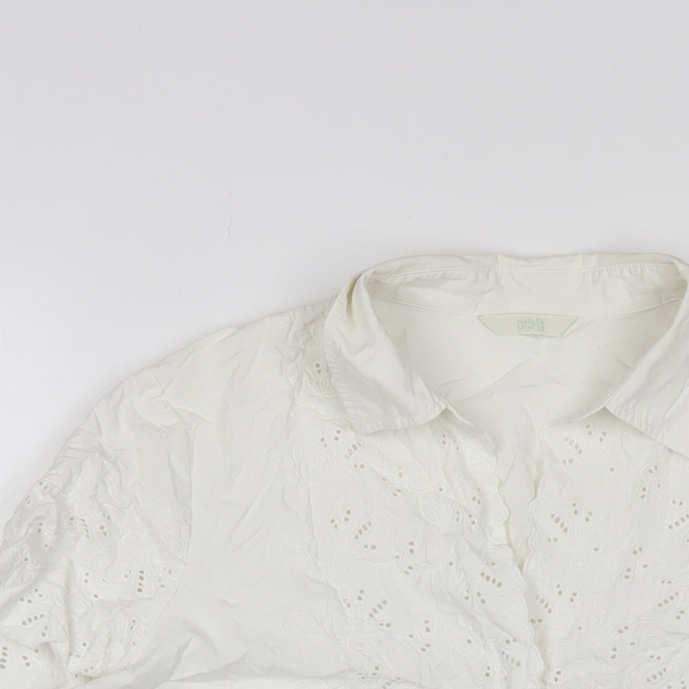 Womens UK Size 18 Marks and Spencer White Basic Button-Up