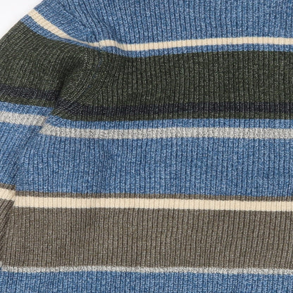 Marks and Spencer Mens Multicoloured Crew Neck Striped Acrylic Pullover Jumper Size XL Long Sleeve