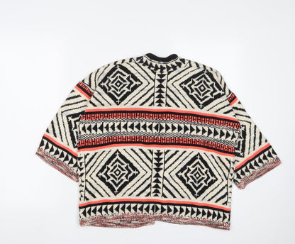 New Look Girls Multicoloured V-Neck Geometric Acrylic Cardigan Jumper Size S Pullover - Open
