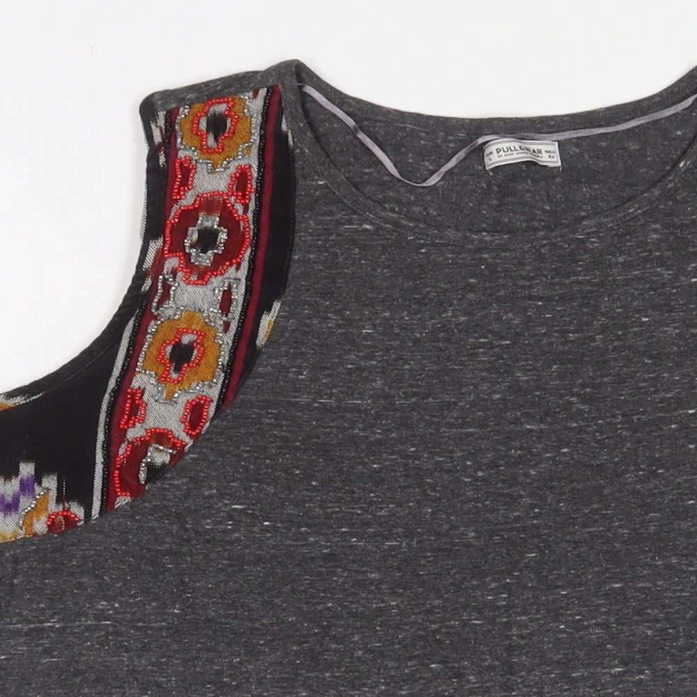 Womens UK Size L Pull&Bear Grey Basic Tank