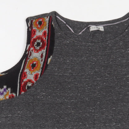 Womens UK Size L Pull&Bear Grey Basic Tank