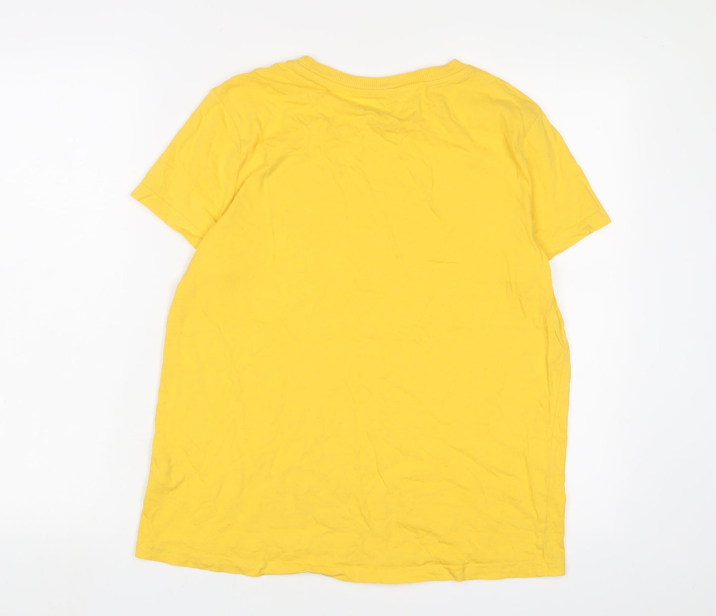 The Lion King Womens Yellow Cotton Basic T-Shirt Size S Crew Neck