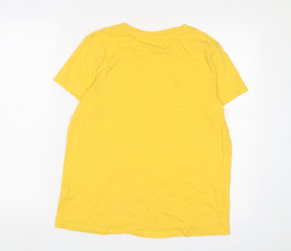 The Lion King Womens Yellow Cotton Basic T-Shirt Size S Crew Neck
