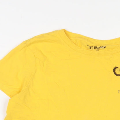 The Lion King Womens Yellow Cotton Basic T-Shirt Size S Crew Neck