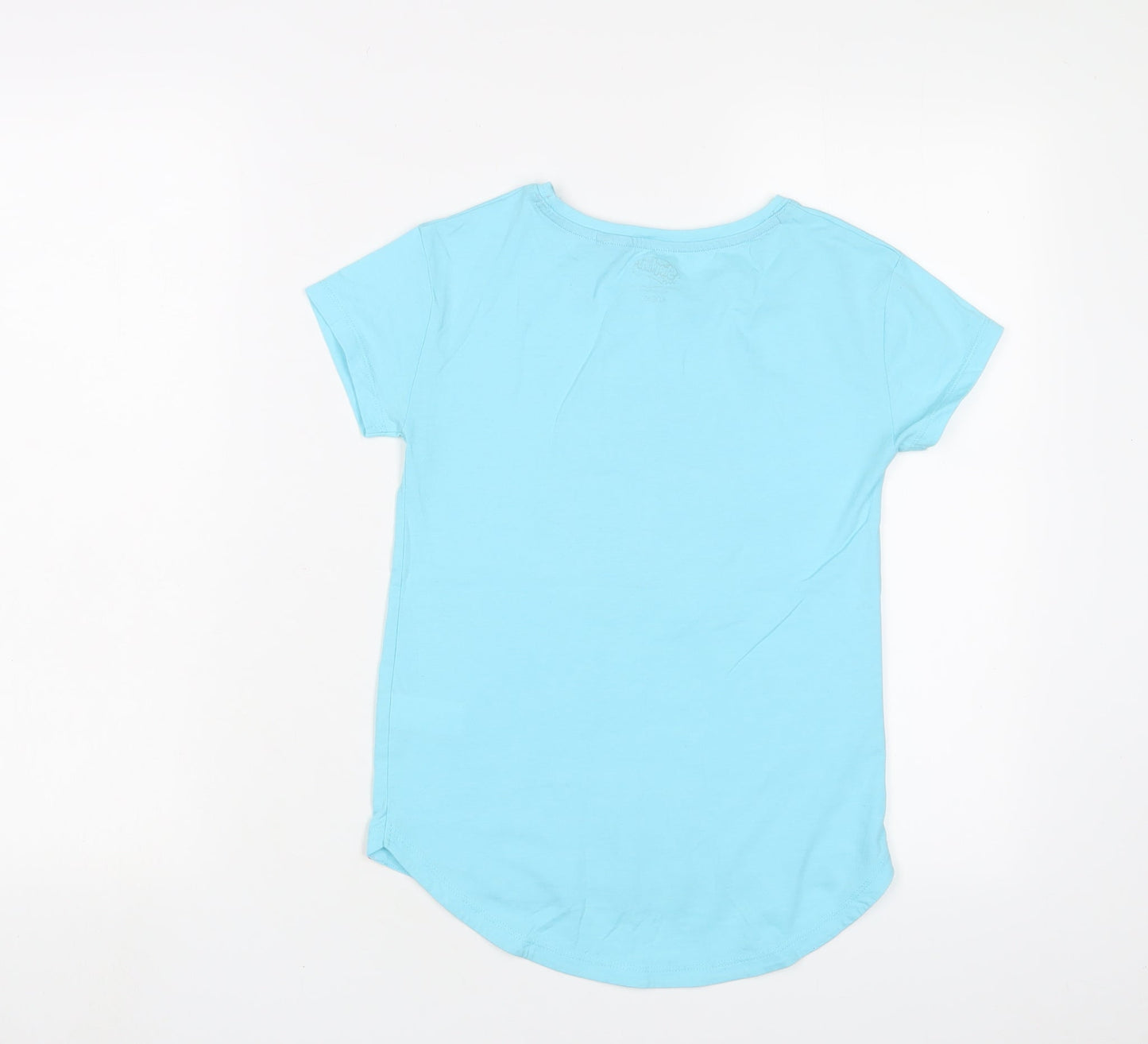 Shopkins Girls Blue Cotton Basic T-Shirt Size 9 Years Crew Neck Pullover - Sequins