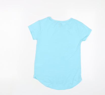 Shopkins Girls Blue Cotton Basic T-Shirt Size 9 Years Crew Neck Pullover - Sequins