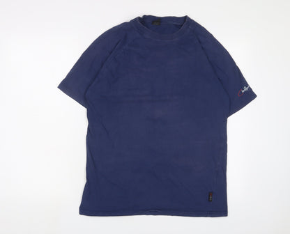 Chilliaz Mens Blue Cotton T-Shirt Size L Crew Neck - Logo