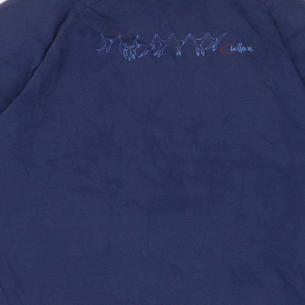 Chilliaz Mens Blue Cotton T-Shirt Size L Crew Neck - Logo