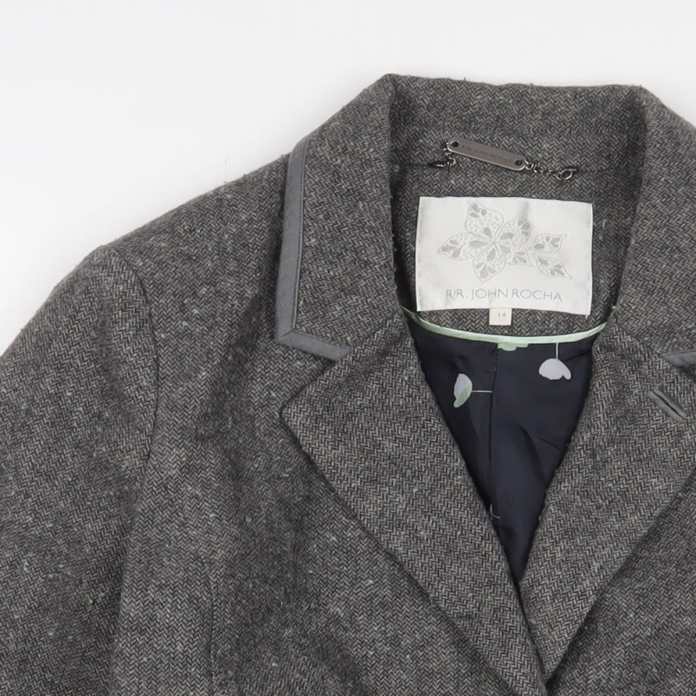 RJR.John Rocha Womens Grey Jacket Blazer Size 14 Button