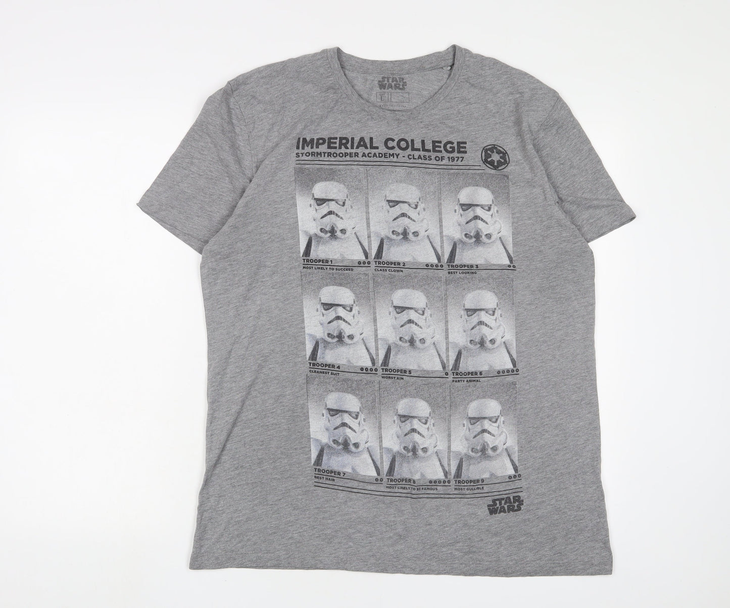 Star Wars Mens Grey Cotton T-Shirt Size L Crew Neck