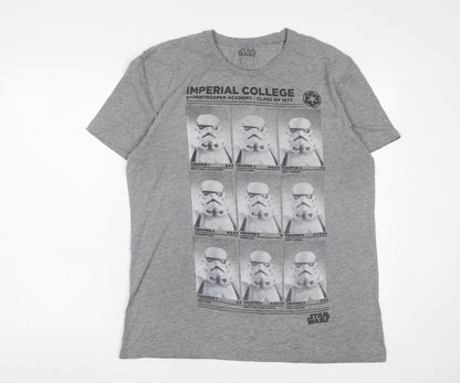 Star Wars Mens Grey Cotton T-Shirt Size L Crew Neck