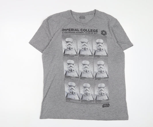 Star Wars Mens Grey Cotton T-Shirt Size L Crew Neck