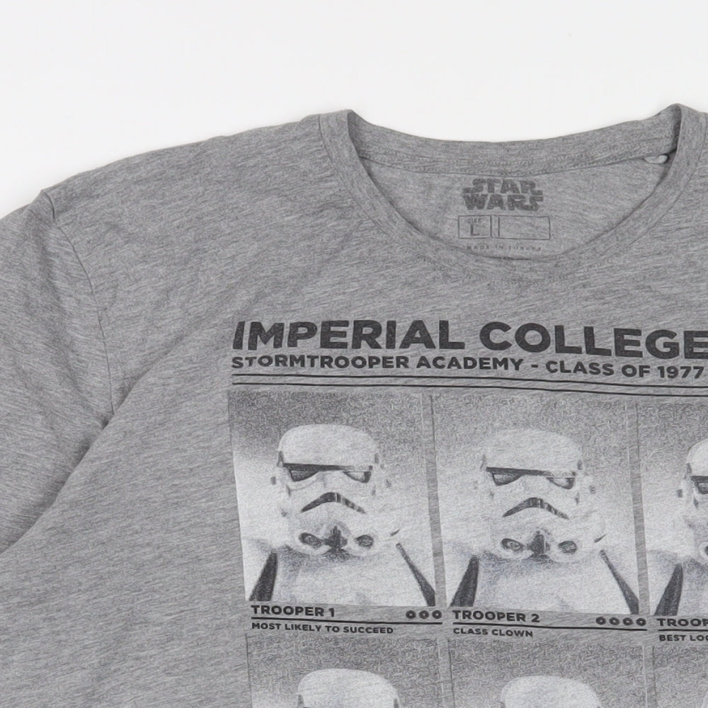 Star Wars Mens Grey Cotton T-Shirt Size L Crew Neck