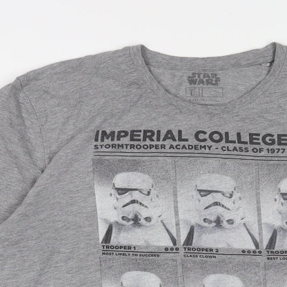 Star Wars Mens Grey Cotton T-Shirt Size L Crew Neck