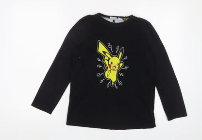 Pokemon Boys Black Solid Polyester Pyjama Top Size 11-12 Years - Embroidered