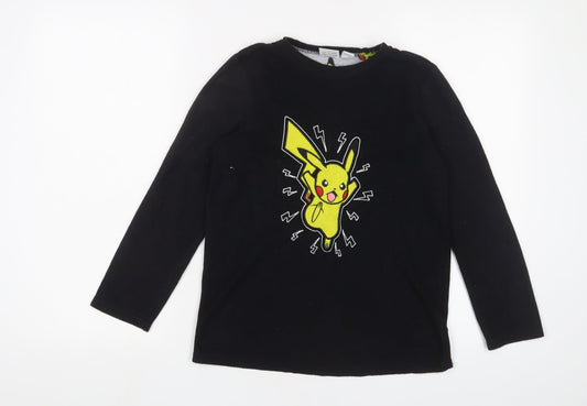 Pokemon Boys Black Solid Polyester Pyjama Top Size 11-12 Years - Embroidered