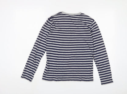 United Colors of Benetton Boys Gold Striped Cotton Basic Casual Size 11-12 Years Crew Neck Pullover - Logo, Embroidered