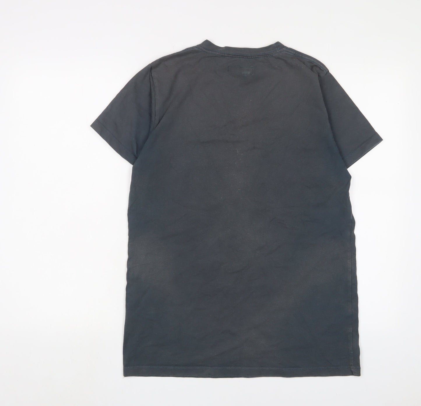 Stone Valley Mens Blue Cotton T-Shirt Size S Crew Neck - Logo, Embroidered