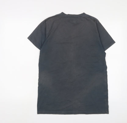 Stone Valley Mens Blue Cotton T-Shirt Size S Crew Neck - Logo, Embroidered