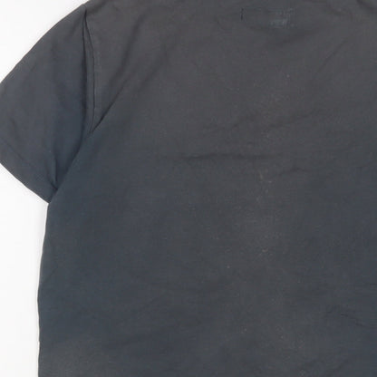 Stone Valley Mens Blue Cotton T-Shirt Size S Crew Neck - Logo, Embroidered
