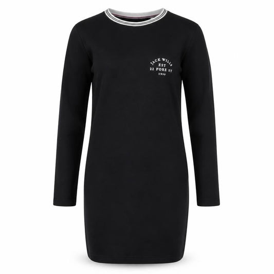 Jack Wills Womens Black Cotton A-Line Size 8 Crew Neck Pullover - Logo, Embroidered