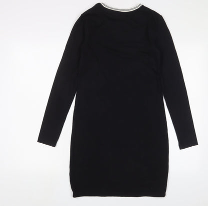 Jack Wills Womens Black Cotton A-Line Size 8 Crew Neck Pullover - Logo, Embroidered