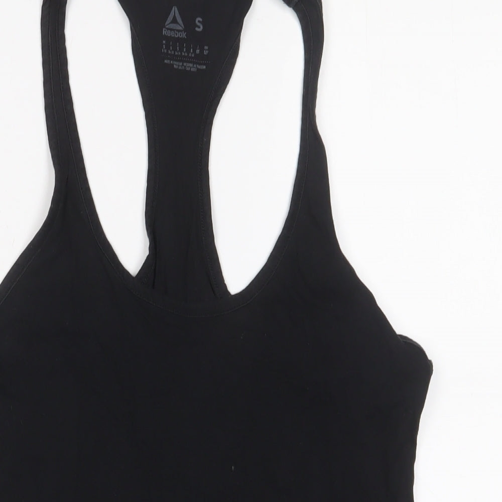 Reebok Womens Black Cotton Basic Tank Size S Scoop Neck Pullover