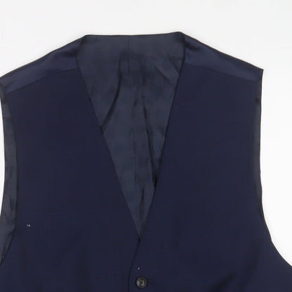 Marks and Spencer Mens Blue Polyester Jacket Suit Waistcoat Size 38 Regular