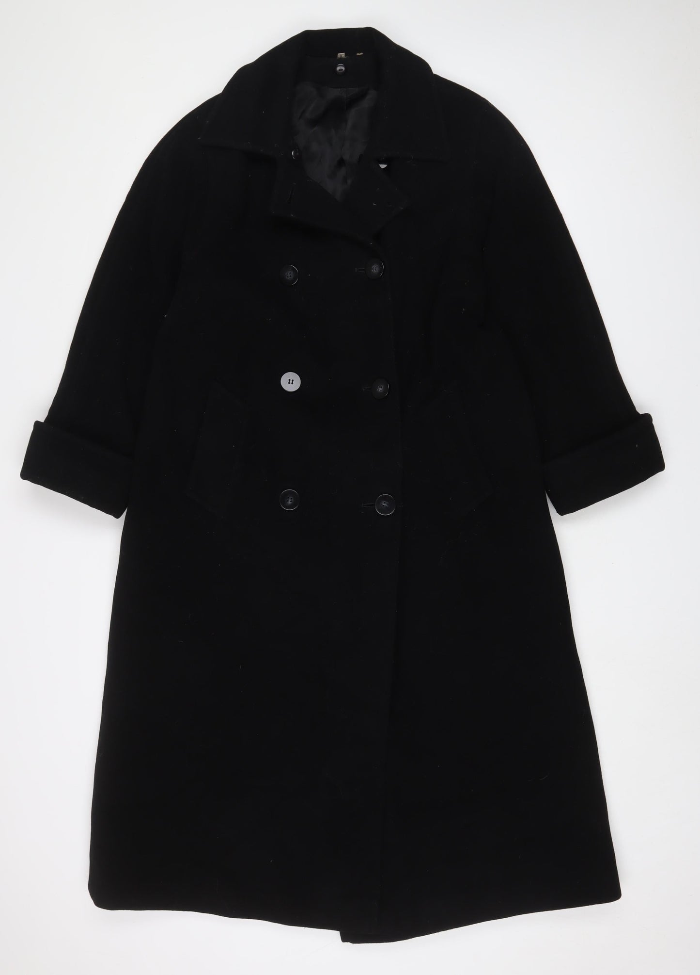 Womens UK Size 8 Debenhams Black Overcoat