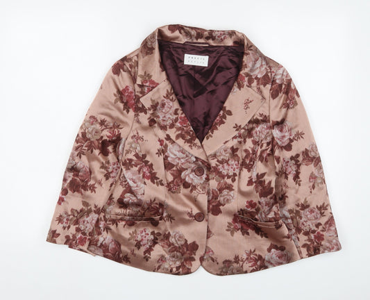 Precis Womens Pink Floral Jacket Blazer Size 12 Button