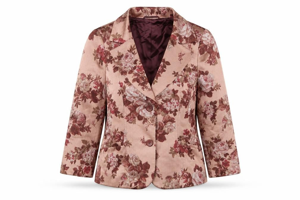 Precis Womens Pink Floral Jacket Blazer Size 12 Button