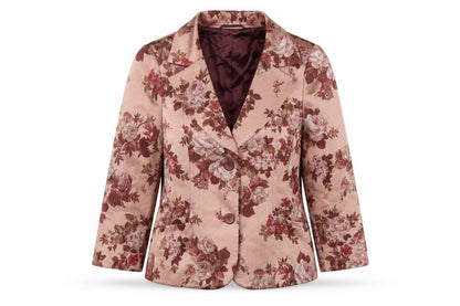 Precis Womens Pink Floral Jacket Blazer Size 12 Button