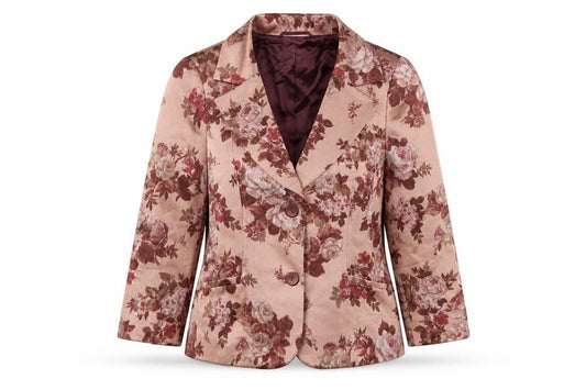 Precis Womens Pink Floral Jacket Blazer Size 12 Button