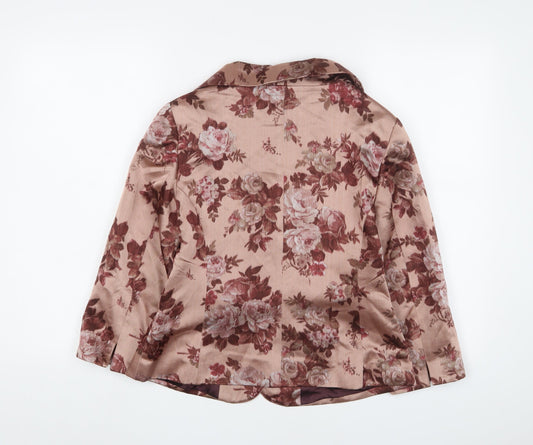 Precis Womens Pink Floral Jacket Blazer Size 12 Button