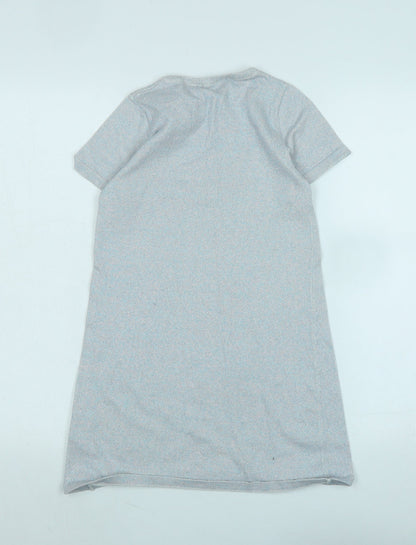 H&M Girls Blue Cotton A-Line Size 12-13 Years Scoop Neck - Glittery effect