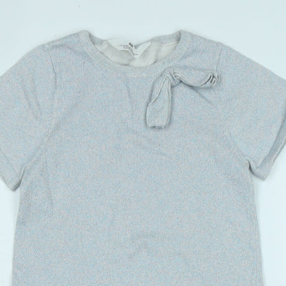 H&M Girls Blue Cotton A-Line Size 12-13 Years Scoop Neck - Glittery effect
