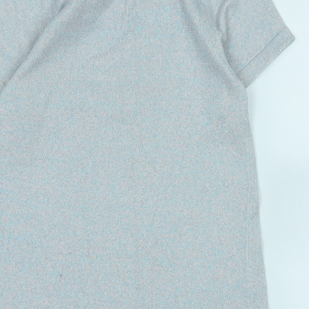 H&M Girls Blue Cotton A-Line Size 12-13 Years Scoop Neck - Glittery effect