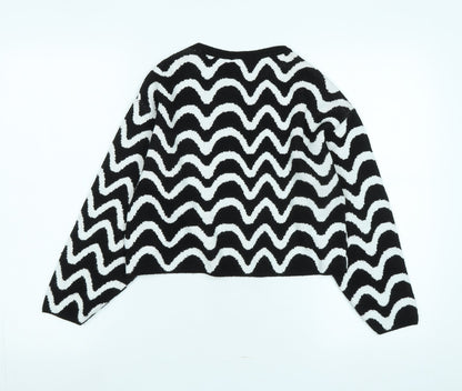 New Look Girls Black Crew Neck Acrylic Pullover Jumper Size 10-11 Years