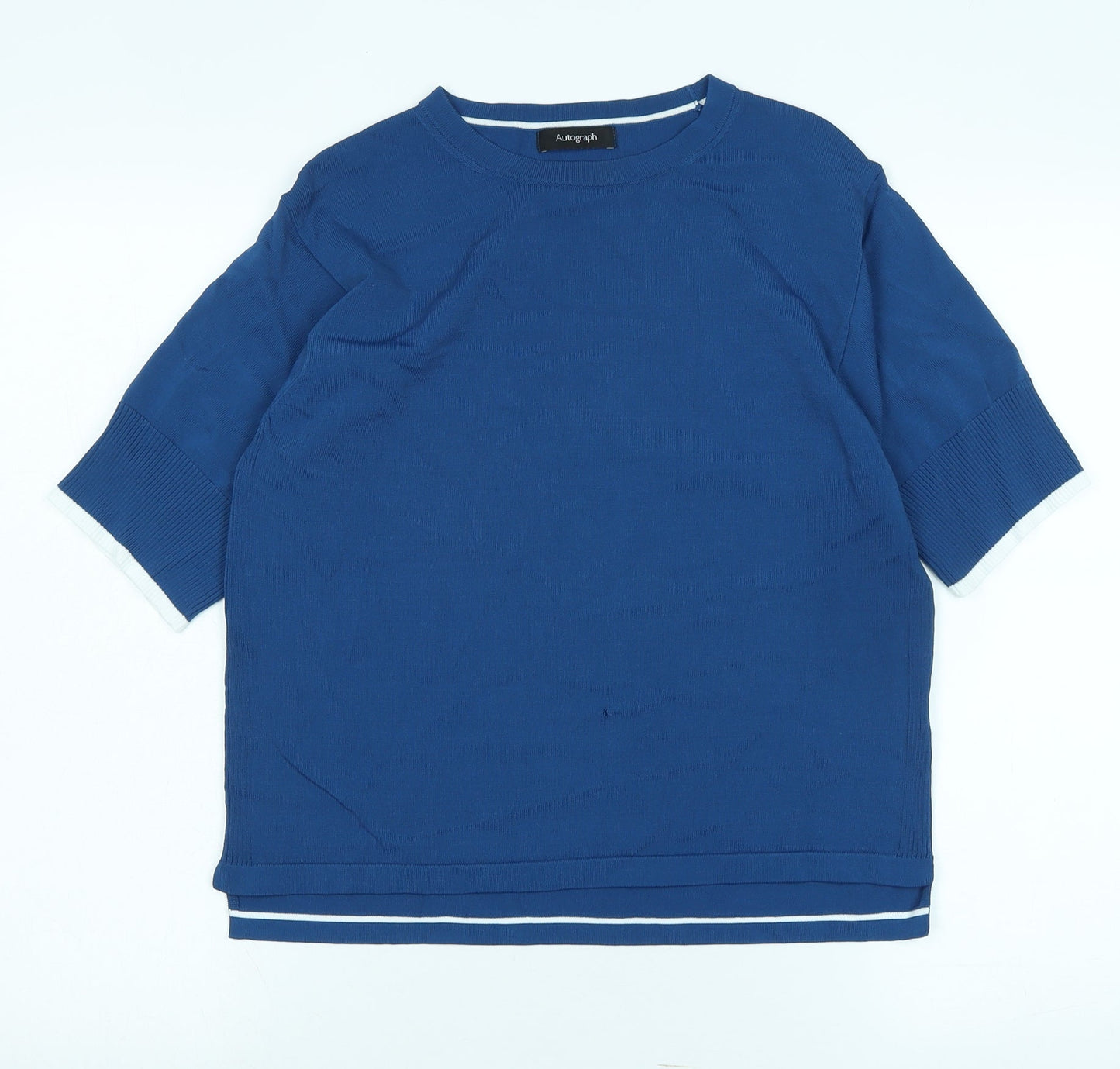 Autograph Womens Blue Crew Neck Viscose Pullover Jumper Size S