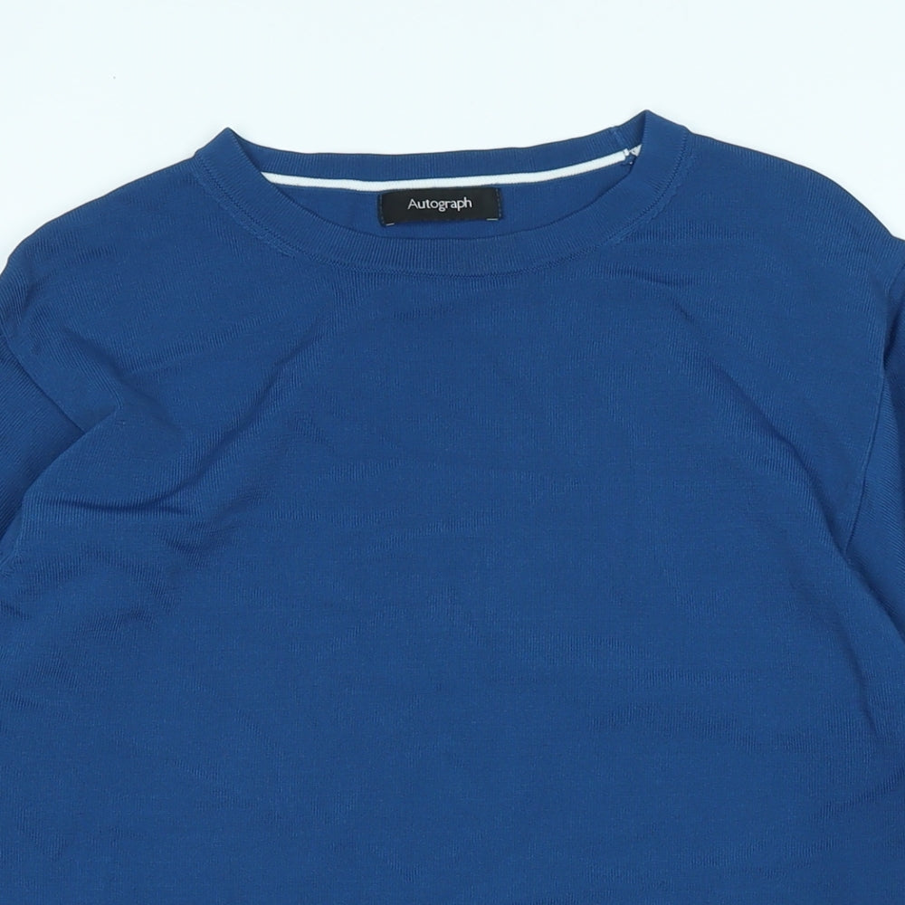 Autograph Womens Blue Crew Neck Viscose Pullover Jumper Size S