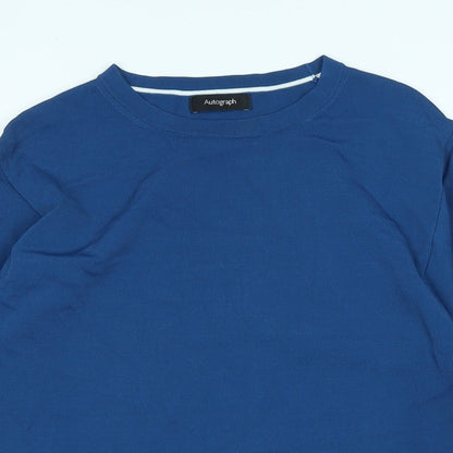 Autograph Womens Blue Crew Neck Viscose Pullover Jumper Size S