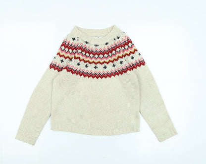 abcd'R Girls Multicoloured Crew Neck Fair Isle Polyamide Pullover Jumper Size 9-10 Years